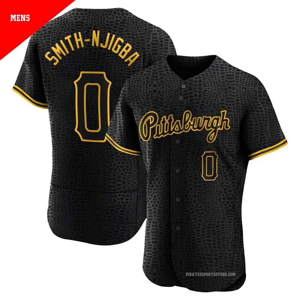 Men's ＃0 Canaan Smith-Njigba Pittsburgh Pirates Black Authentic Snake Skin City Jersey