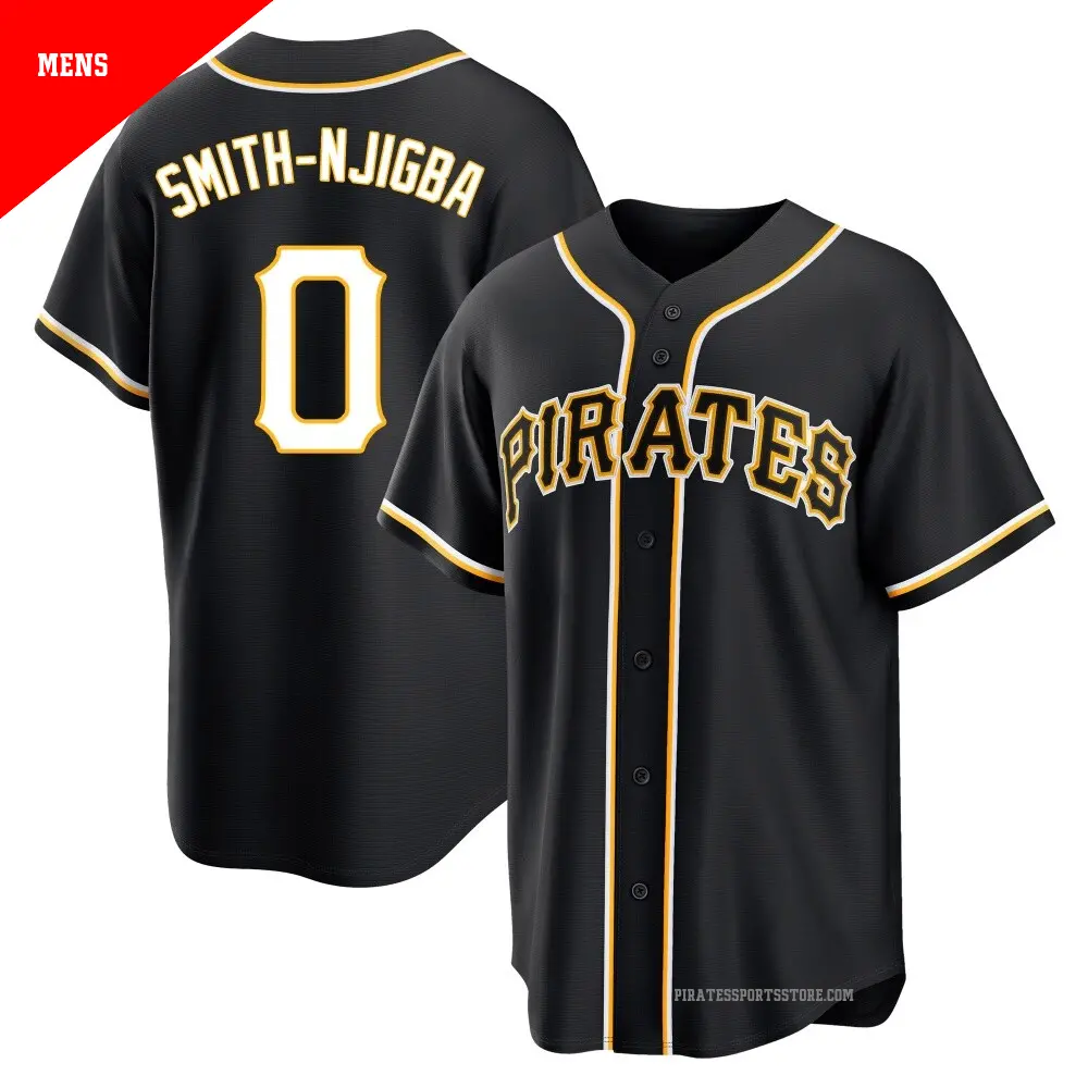 Men's ＃0 Canaan Smith-Njigba Pittsburgh Pirates Black Replica Fashion Out Jersey