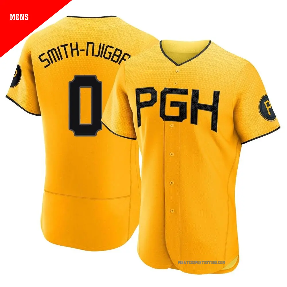 Men's ＃0 Canaan Smith-Njigba Pittsburgh Pirates Gold Authentic 2023 City Connect Jersey