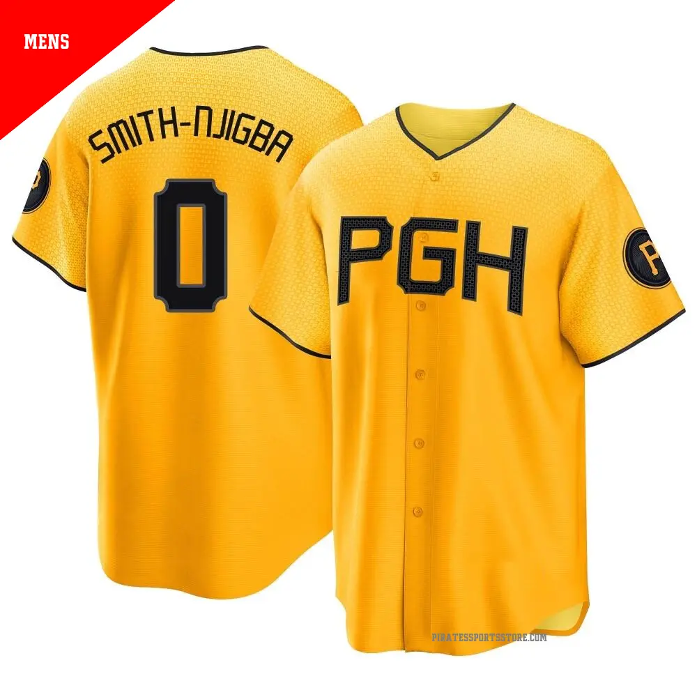 Men's ＃0 Canaan Smith-Njigba Pittsburgh Pirates Gold Replica 2023 City Connect Jersey