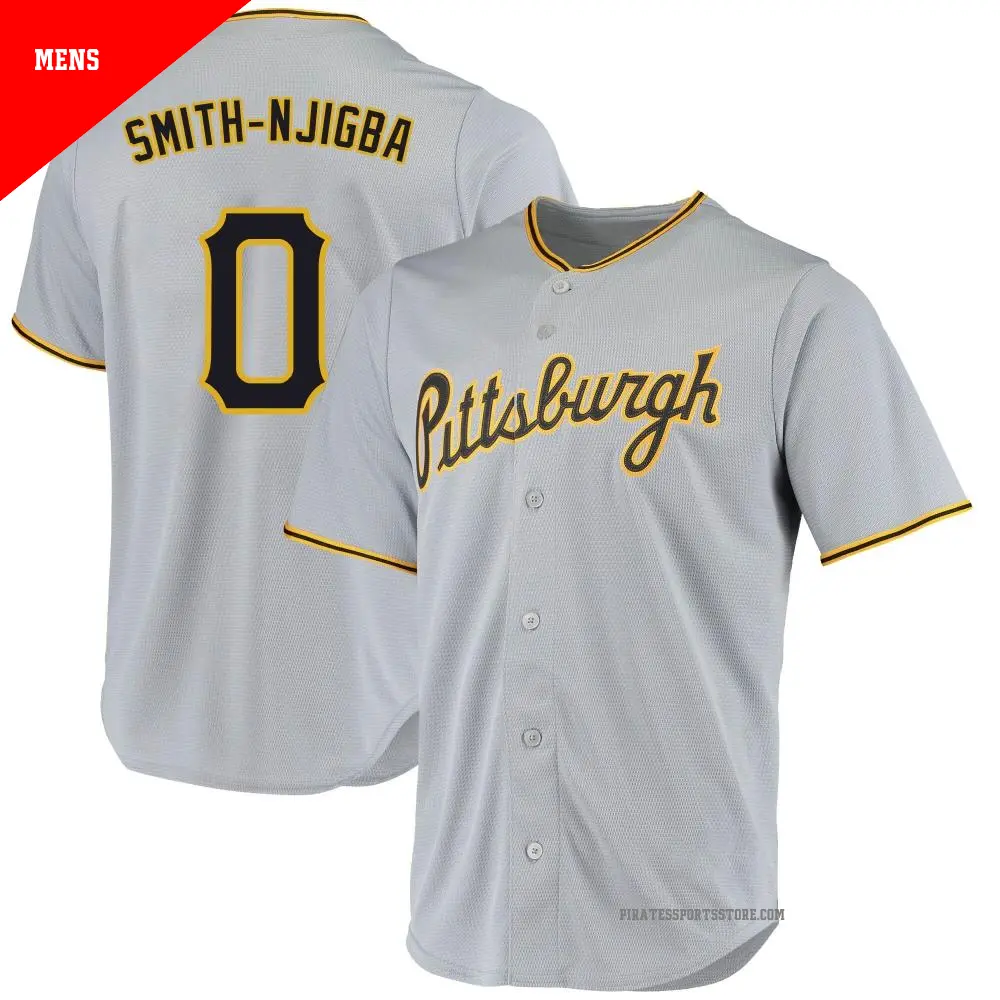 Men's ＃0 Canaan Smith-Njigba Pittsburgh Pirates Gray Replica Road Jersey