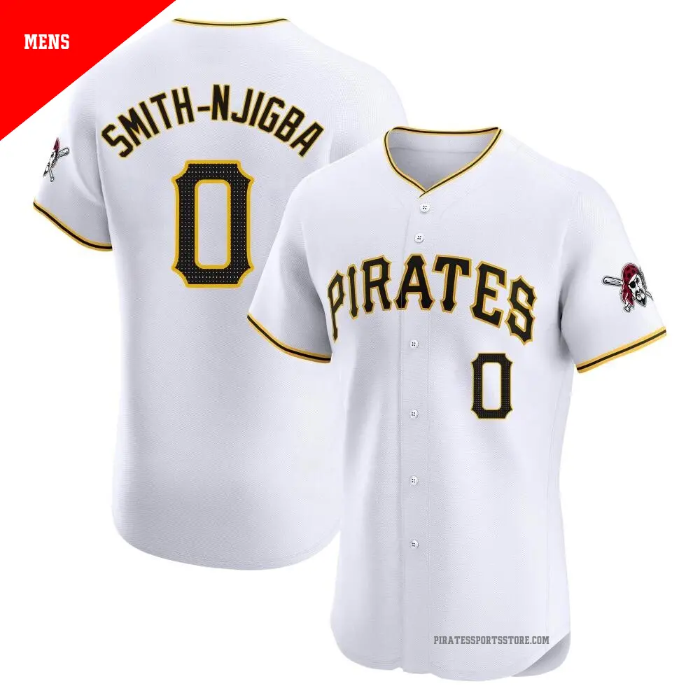 Men's ＃0 Canaan Smith-Njigba Pittsburgh Pirates White Elite Home Jersey