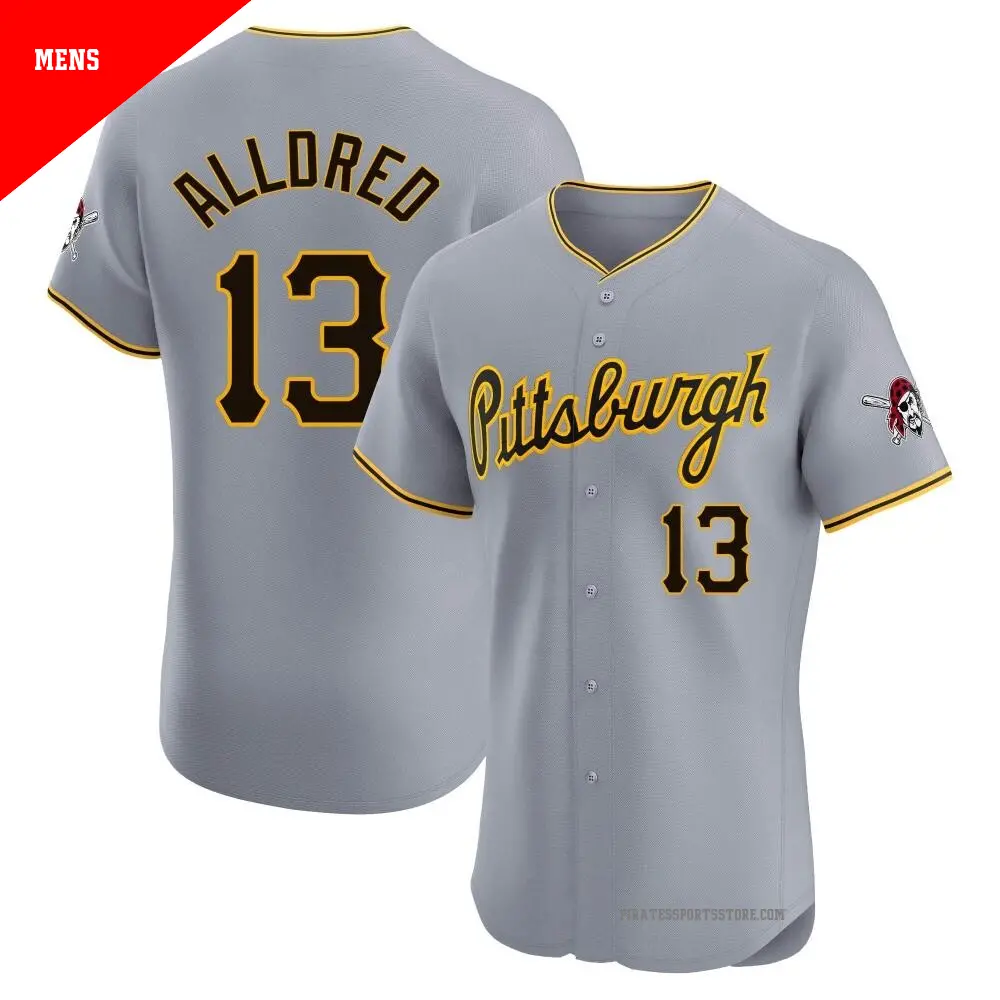 Men's ＃13 Cameron Alldred Pittsburgh Pirates Gray Elite Road Jersey