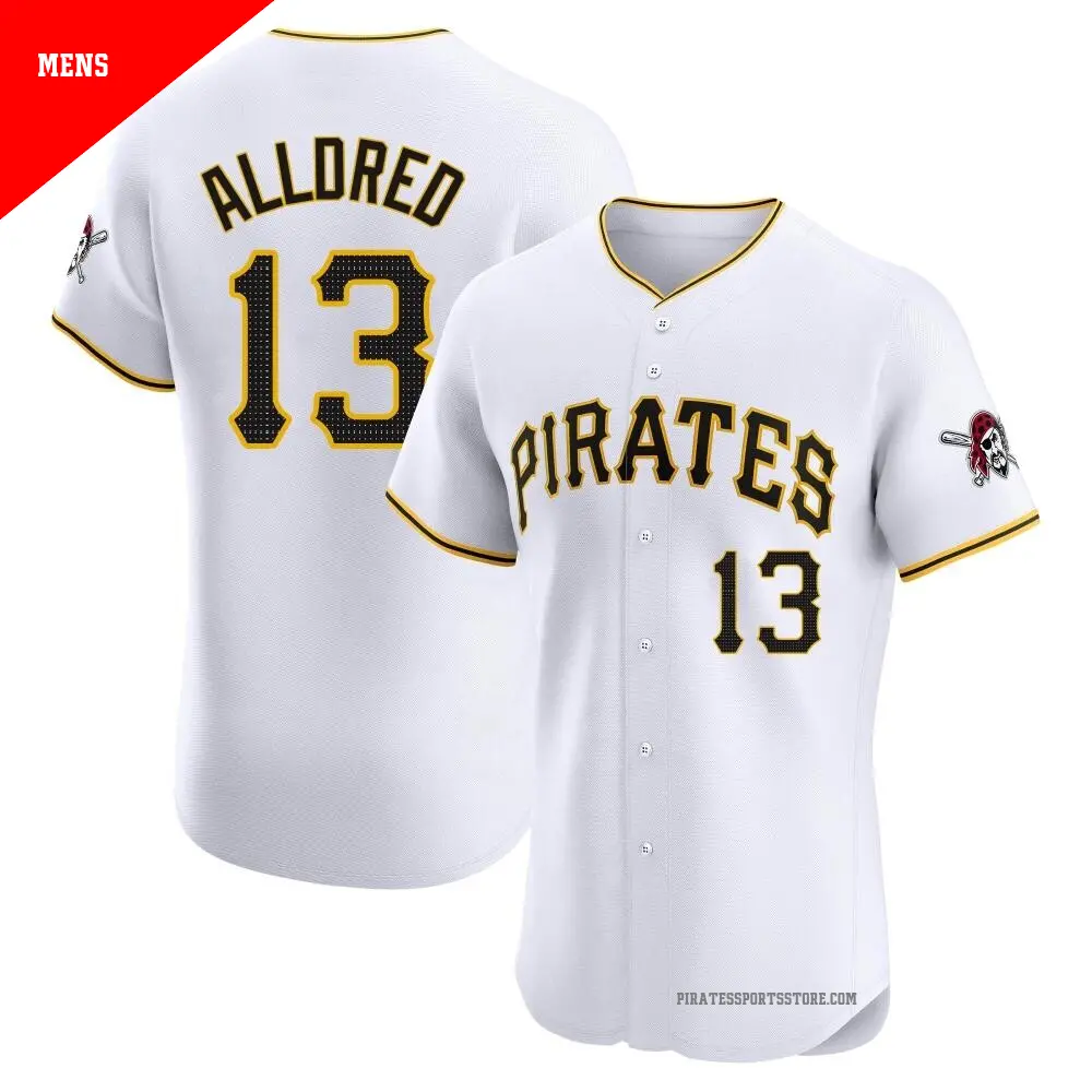 Men's ＃13 Cameron Alldred Pittsburgh Pirates White Elite Home Jersey