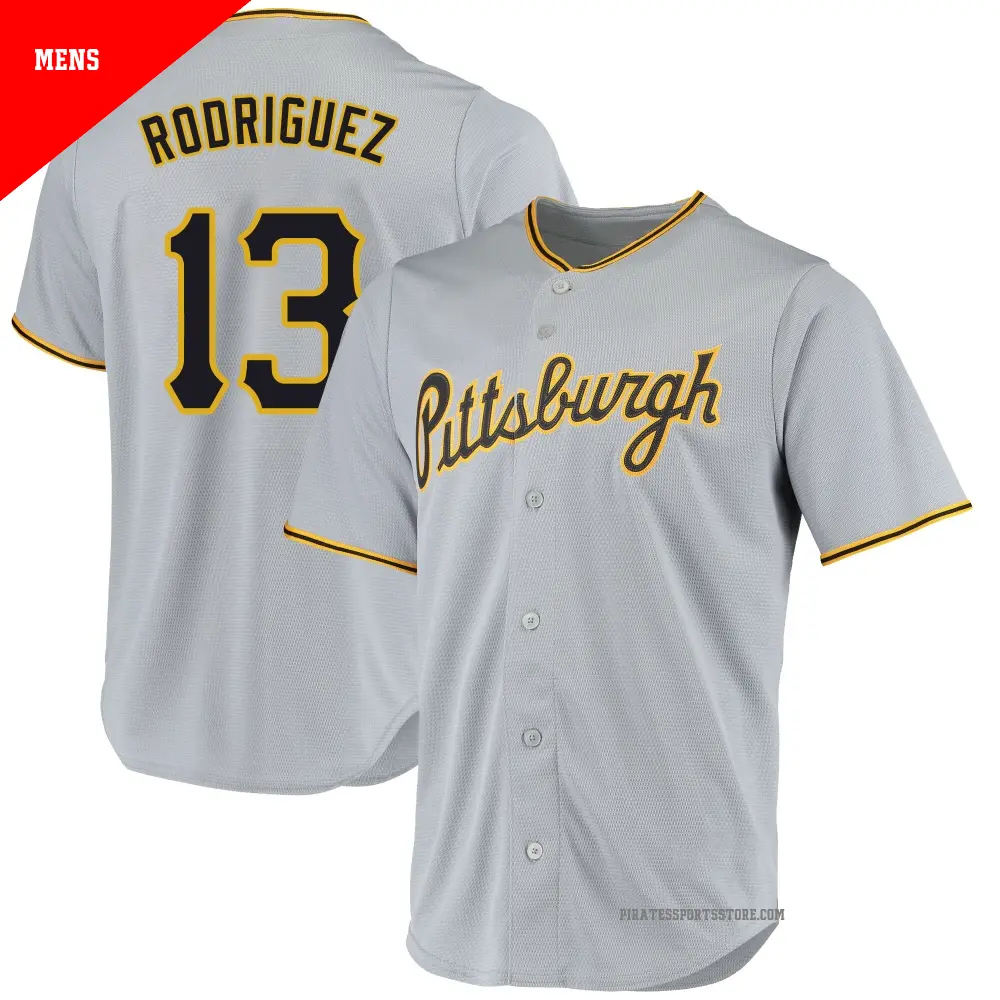Men's ＃13 Endy Rodriguez Pittsburgh Pirates Gray Replica Road Jersey
