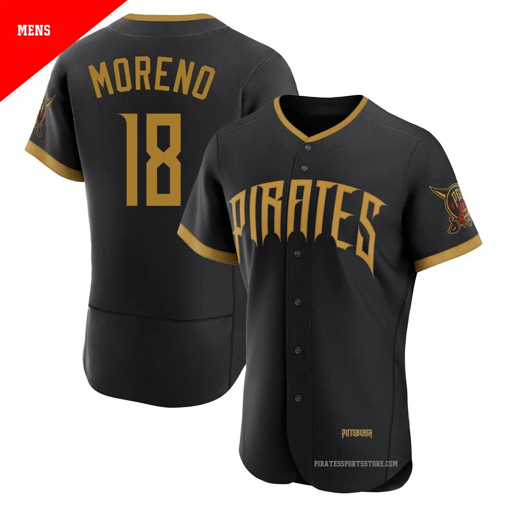 Men's ＃18 Omar Moreno Pittsburgh Pirates Black Authentic 2026 City Connect Stadium Jersey