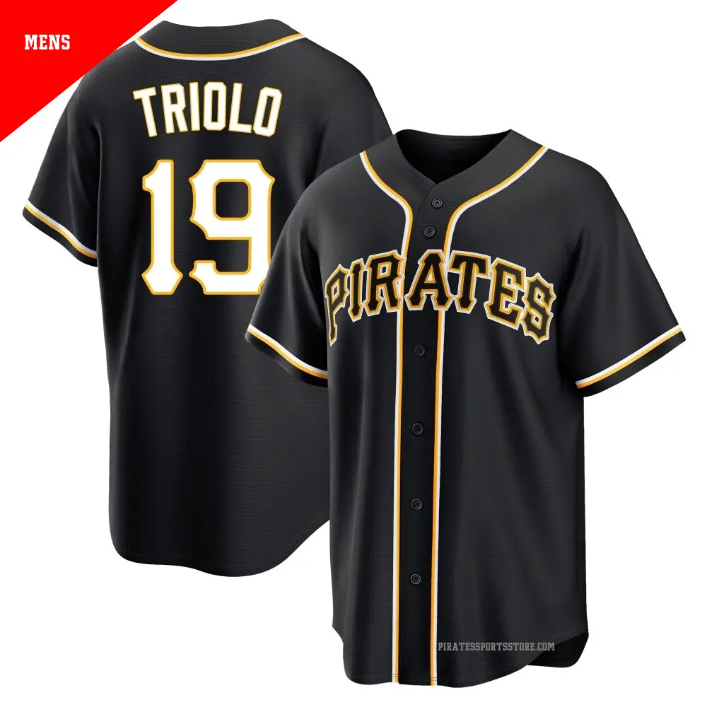 Men's ＃19 Jared Triolo Pittsburgh Pirates Black Replica Fashion Out Jersey