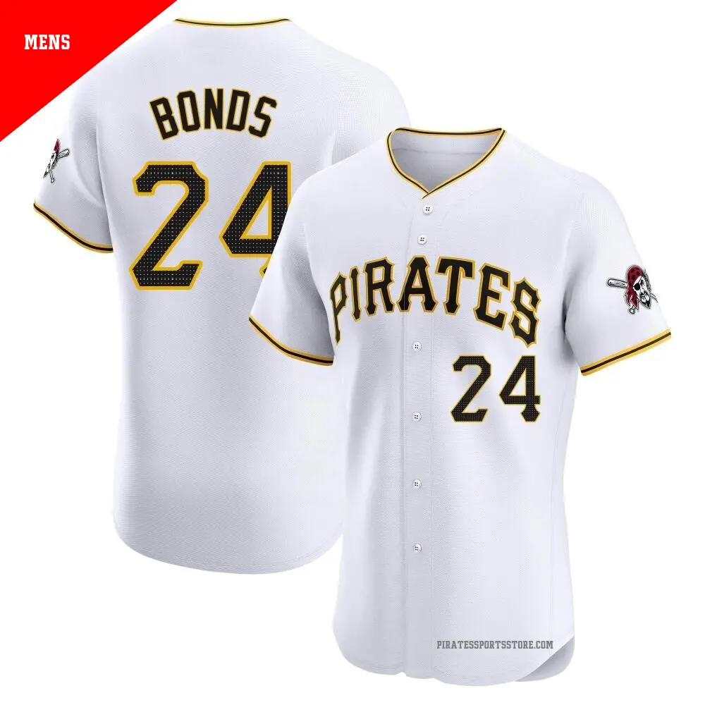 Men's ＃24 Barry Bonds Pittsburgh Pirates White Elite Home Jersey