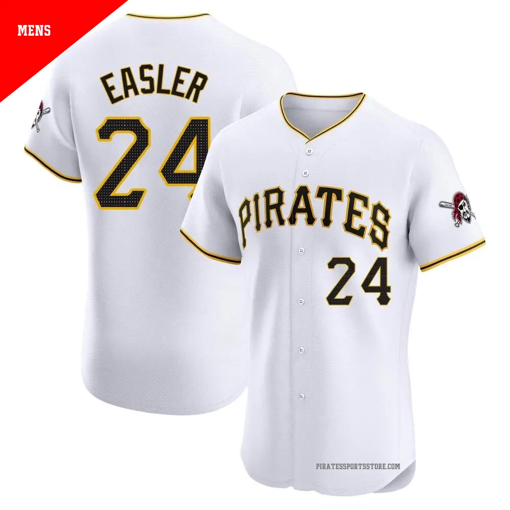 Men's ＃24 Mike Easler Pittsburgh Pirates White Elite Home Jersey