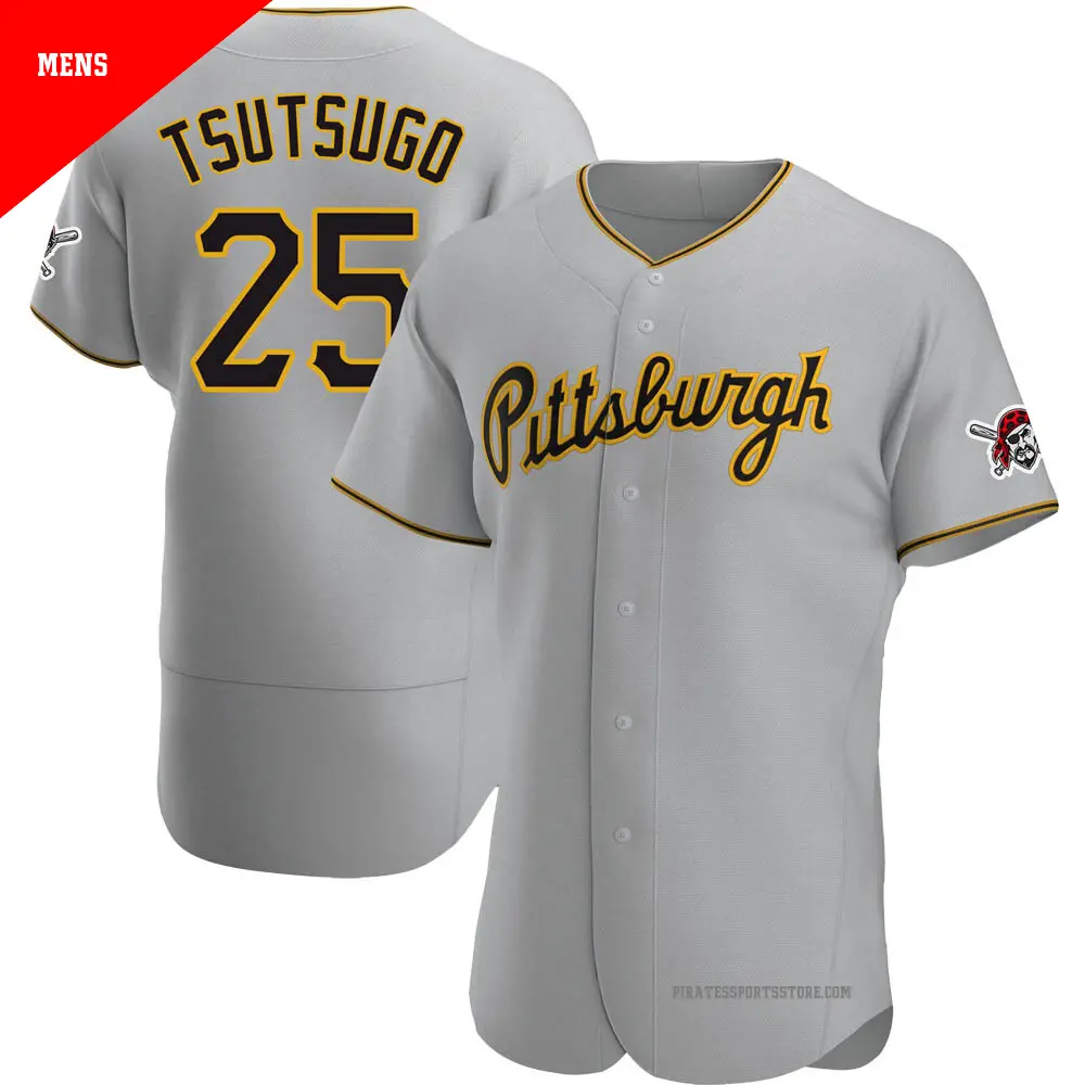定番 #25 Men's Yoshi Authentic Gray Pirates Pittsburgh Tsutsugo 応援グッズ