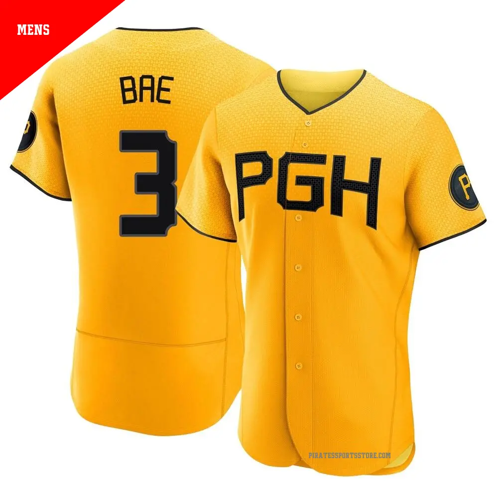 Men's ＃3 Ji Hwan Bae Pittsburgh Pirates Gold Authentic 2023 City Connect Jersey