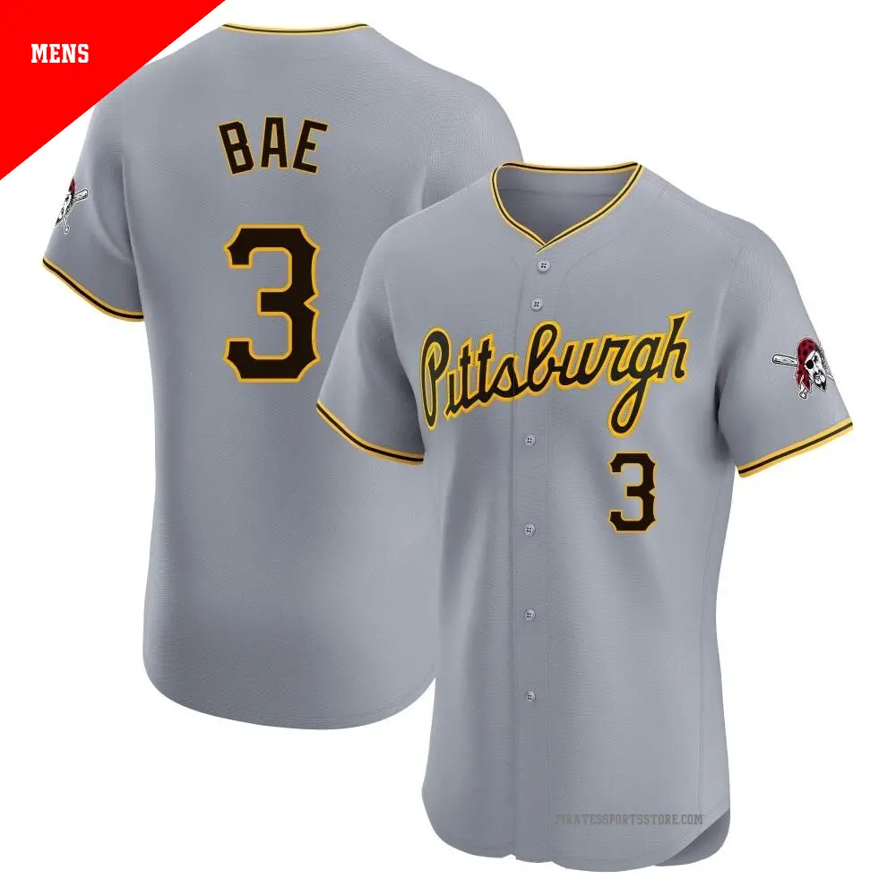 Men's ＃3 Ji Hwan Bae Pittsburgh Pirates Gray Elite Road Jersey