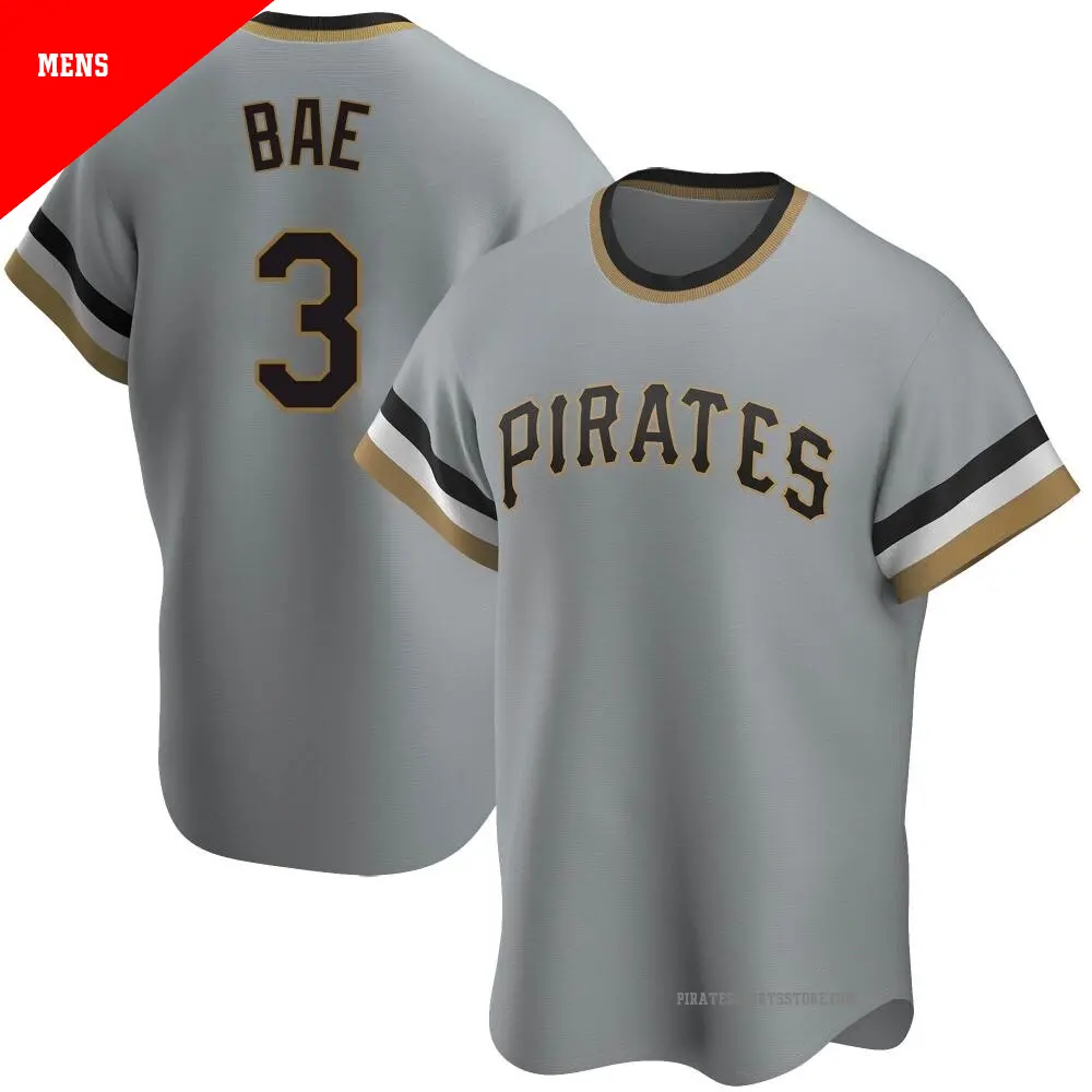Men's ＃3 Ji Hwan Bae Pittsburgh Pirates Gray Replica Road Cooperstown Collection Jersey