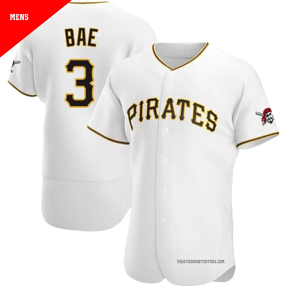 Men's ＃3 Ji Hwan Bae Pittsburgh Pirates White Authentic Home Jersey