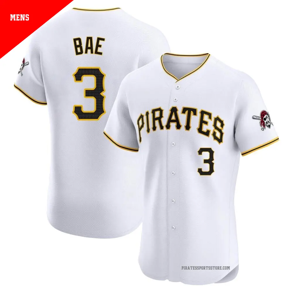 Men's ＃3 Ji Hwan Bae Pittsburgh Pirates White Elite Home Jersey