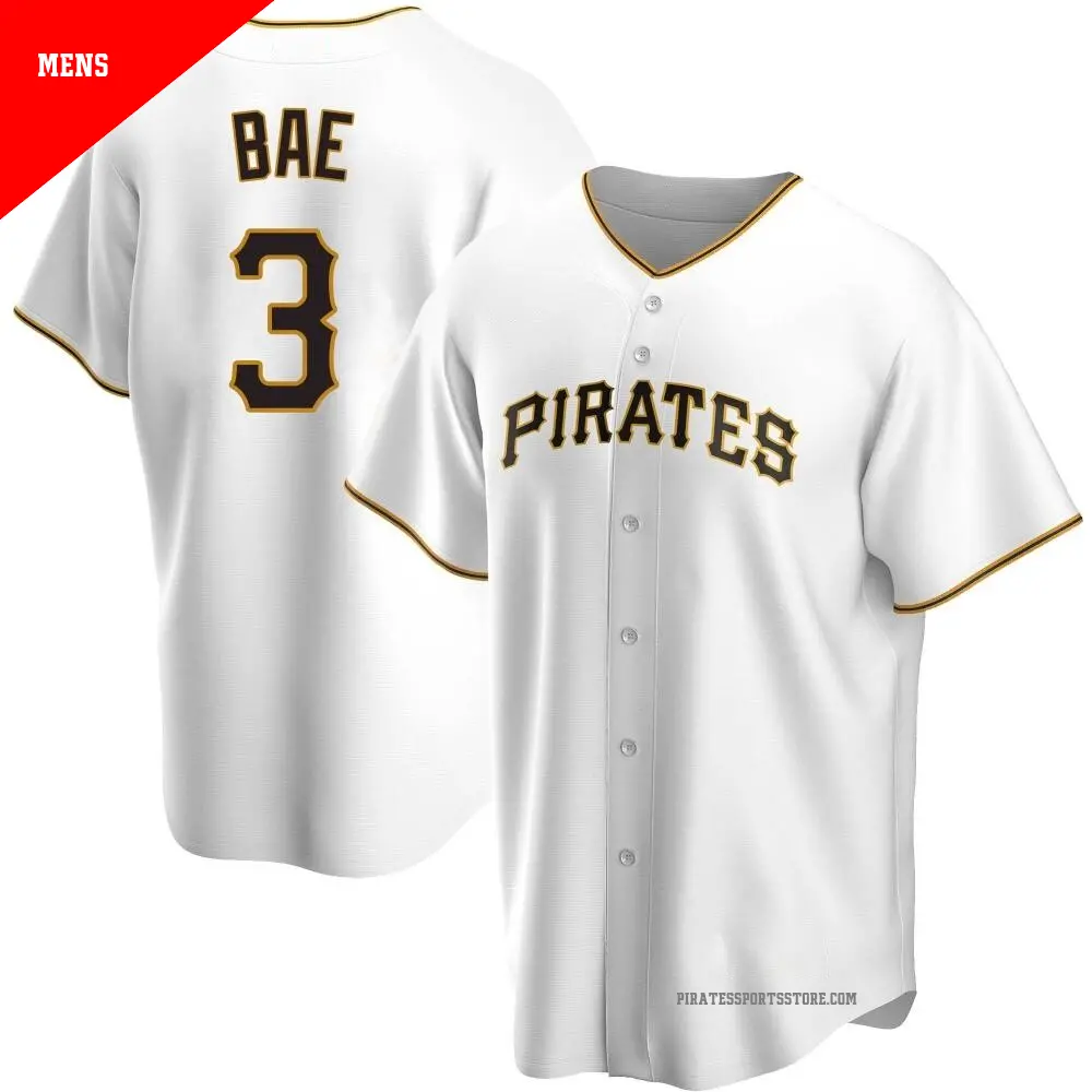 Men's ＃3 Ji Hwan Bae Pittsburgh Pirates White Replica Home Jersey