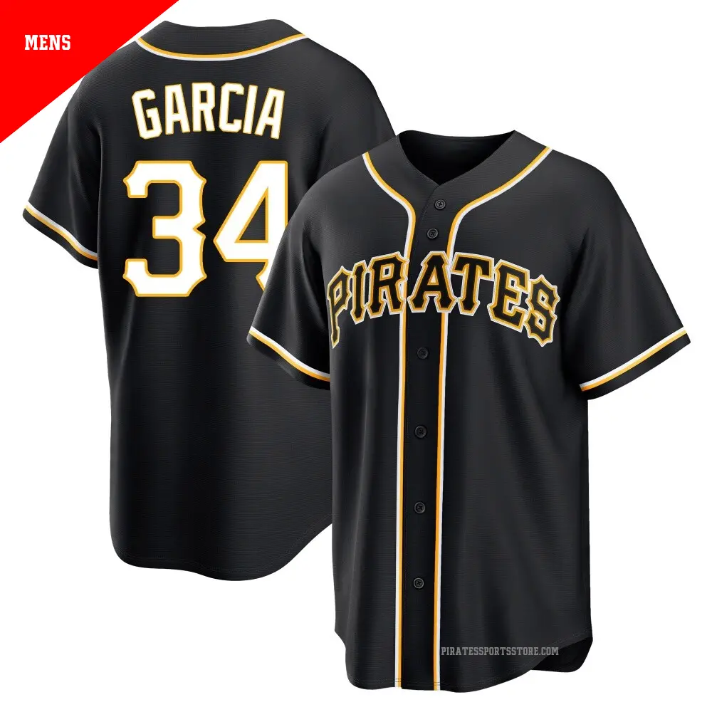Men's ＃34 Jhostynxon Garcia Pittsburgh Pirates Black Replica Fashion Out Jersey