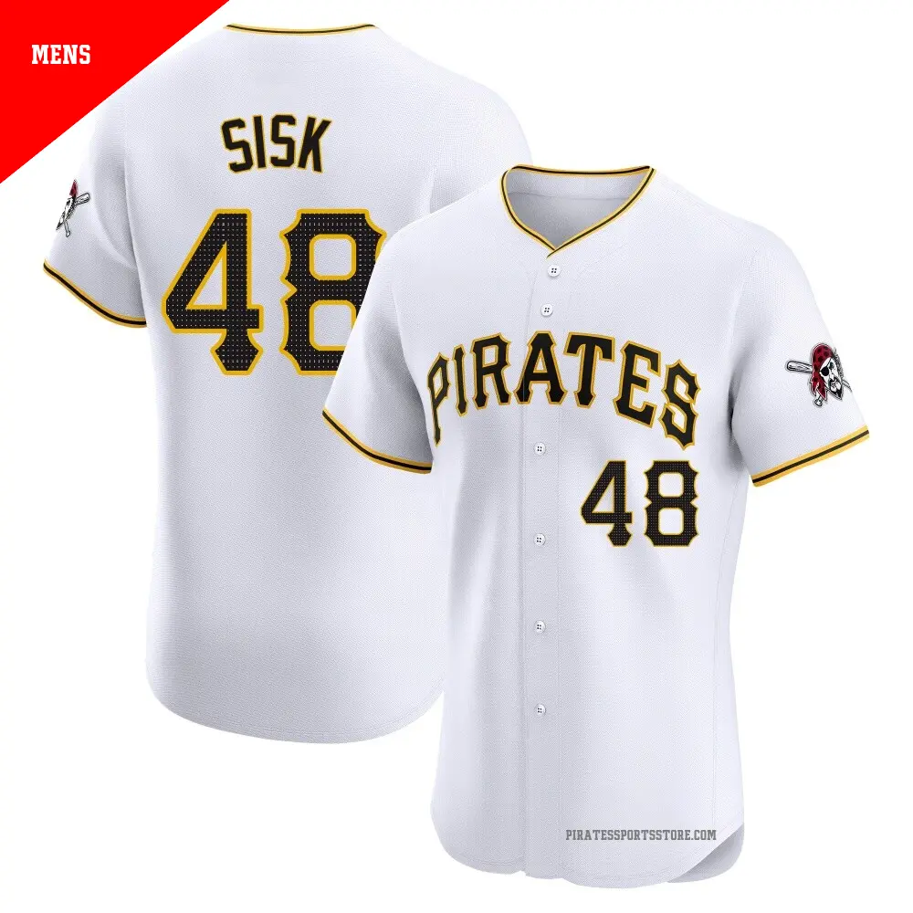 Men's ＃48 Evan Sisk Pittsburgh Pirates White Elite Home Jersey