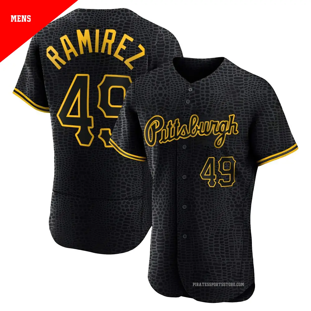 Men's ＃49 Yohan Ramirez Pittsburgh Pirates Black Authentic Snake Skin City Jersey