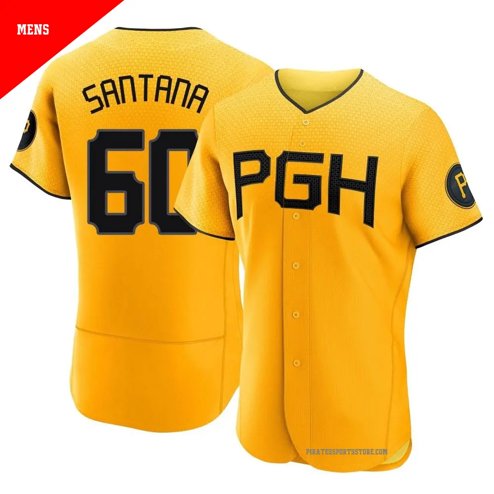 Men's ＃60 Dennis Santana Pittsburgh Pirates Gold Authentic 2023 City Connect Jersey