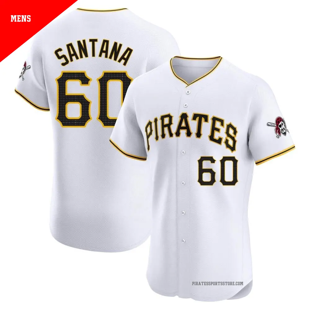 Men's ＃60 Dennis Santana Pittsburgh Pirates White Elite Home Jersey