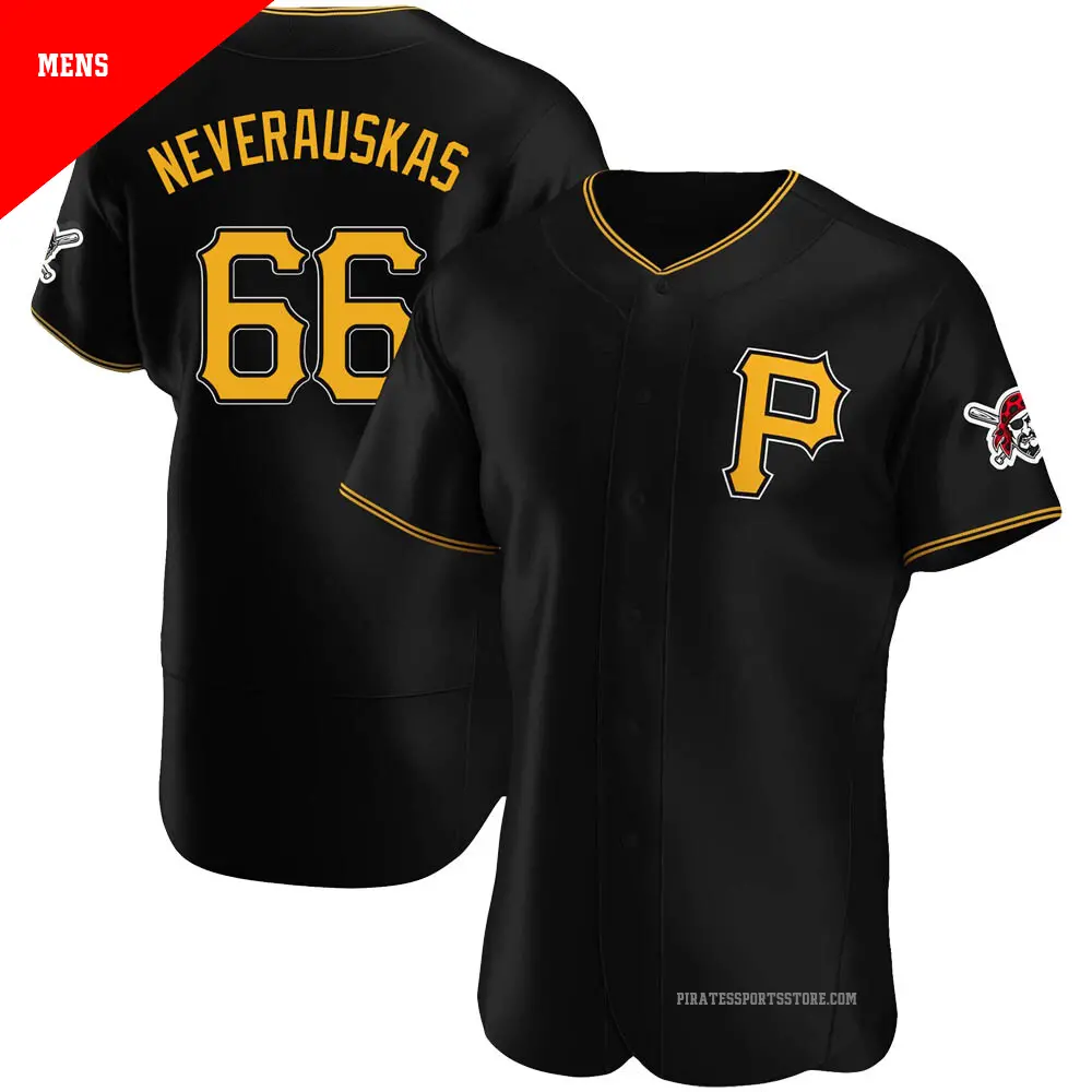 Men's ＃66 Dovydas Neverauskas Pittsburgh Pirates Black Authentic Alternate Jersey