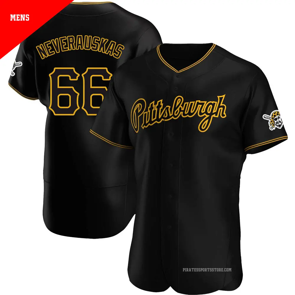 Men's ＃66 Dovydas Neverauskas Pittsburgh Pirates Black Authentic Alternate Team Jersey