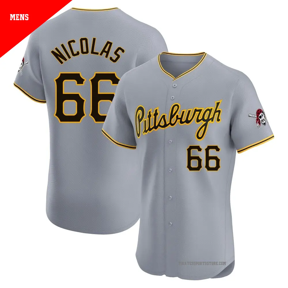 Men's ＃66 Kyle Nicolas Pittsburgh Pirates Gray Elite Road Jersey