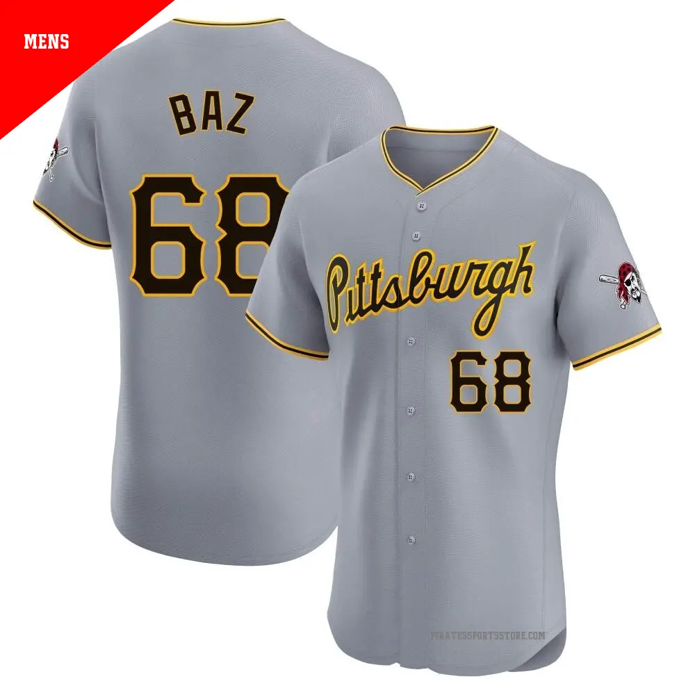 Men's ＃68 Shane Baz Pittsburgh Pirates Gray Elite Road Jersey