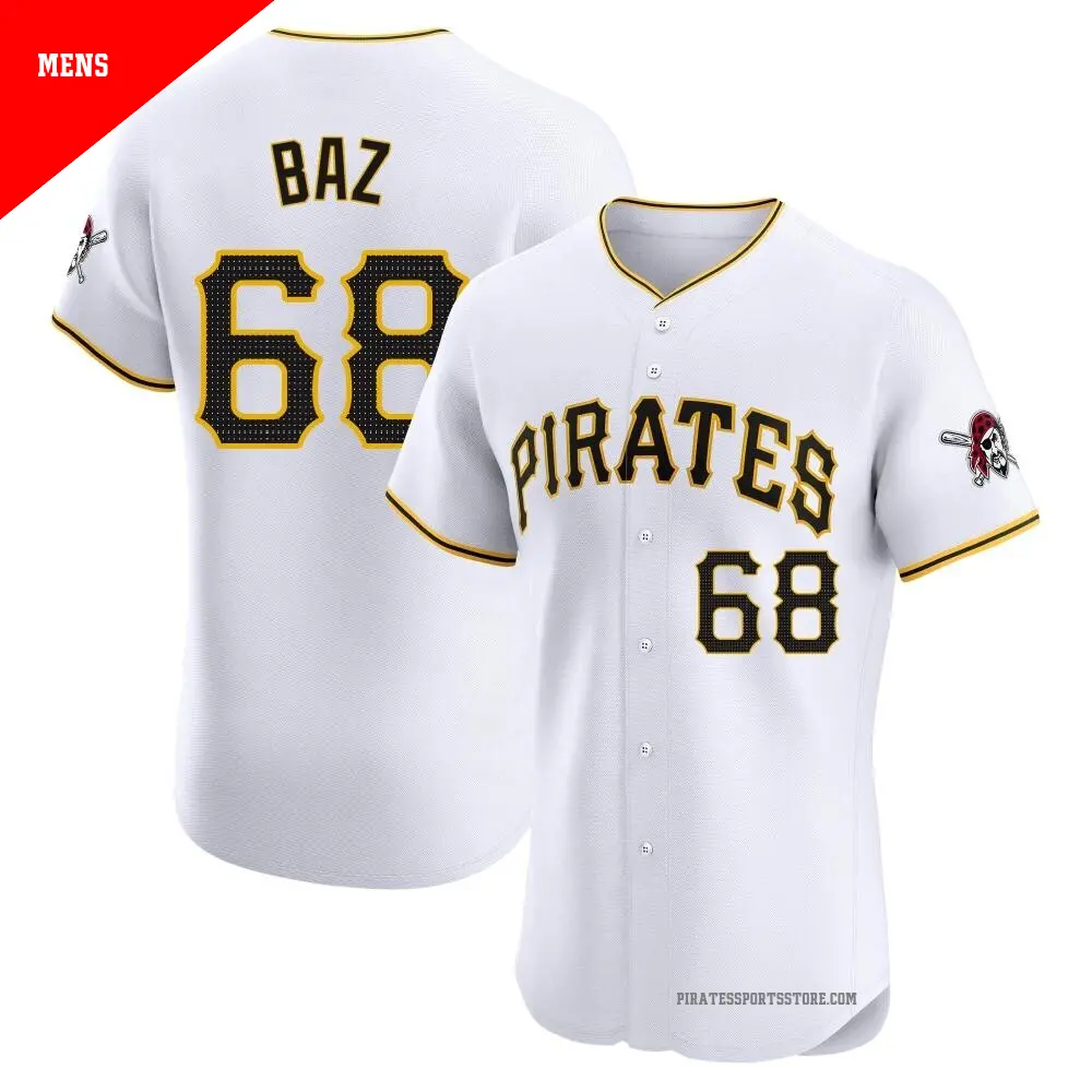 Men's ＃68 Shane Baz Pittsburgh Pirates White Elite Home Jersey