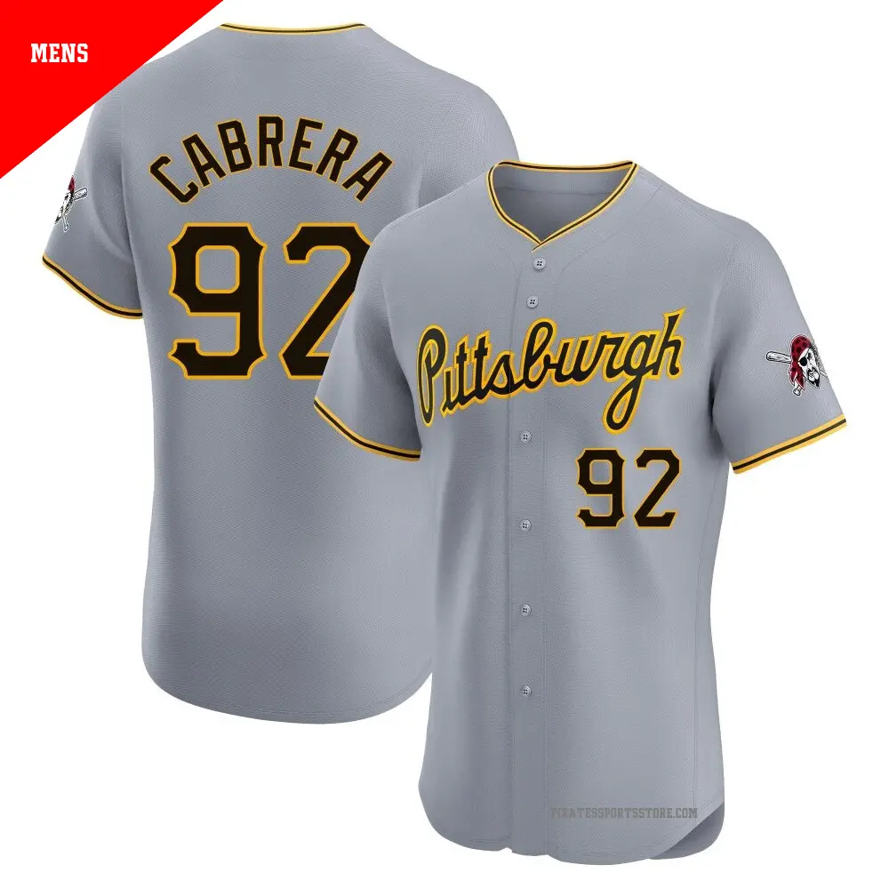 Men's ＃92 Genesis Cabrera Pittsburgh Pirates Gray Elite Road Jersey