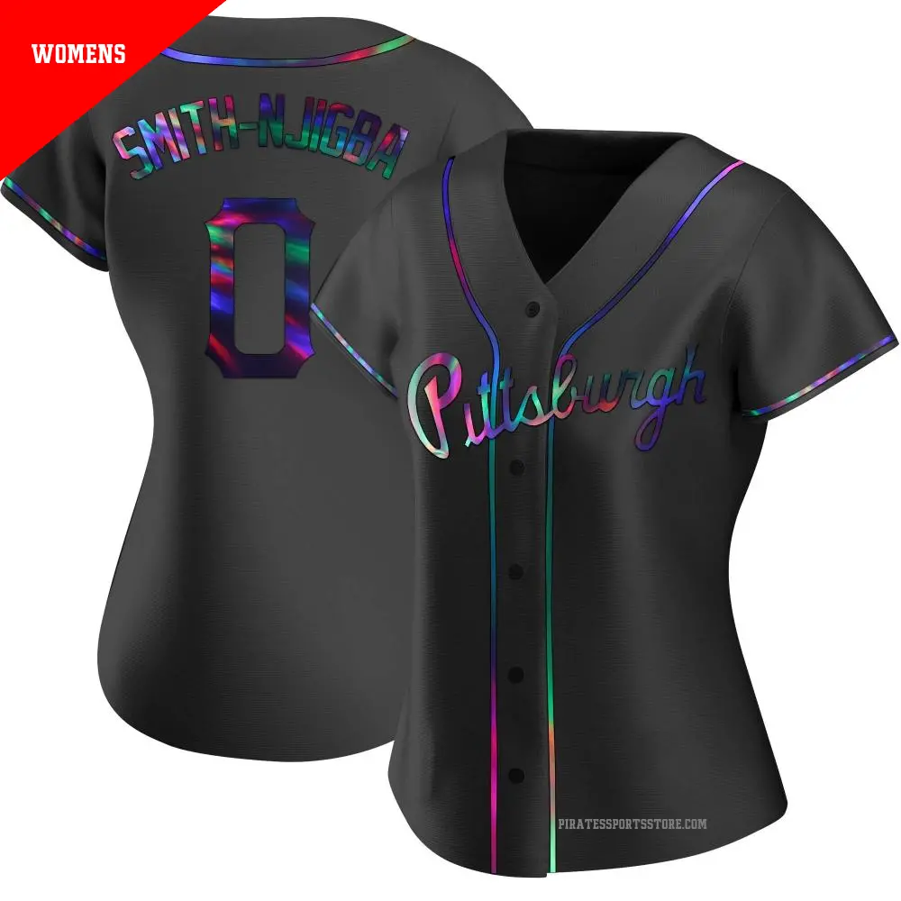 Women's ＃0 Canaan Smith-Njigba Pittsburgh Pirates Black Replica Holographic Alternate Jersey
