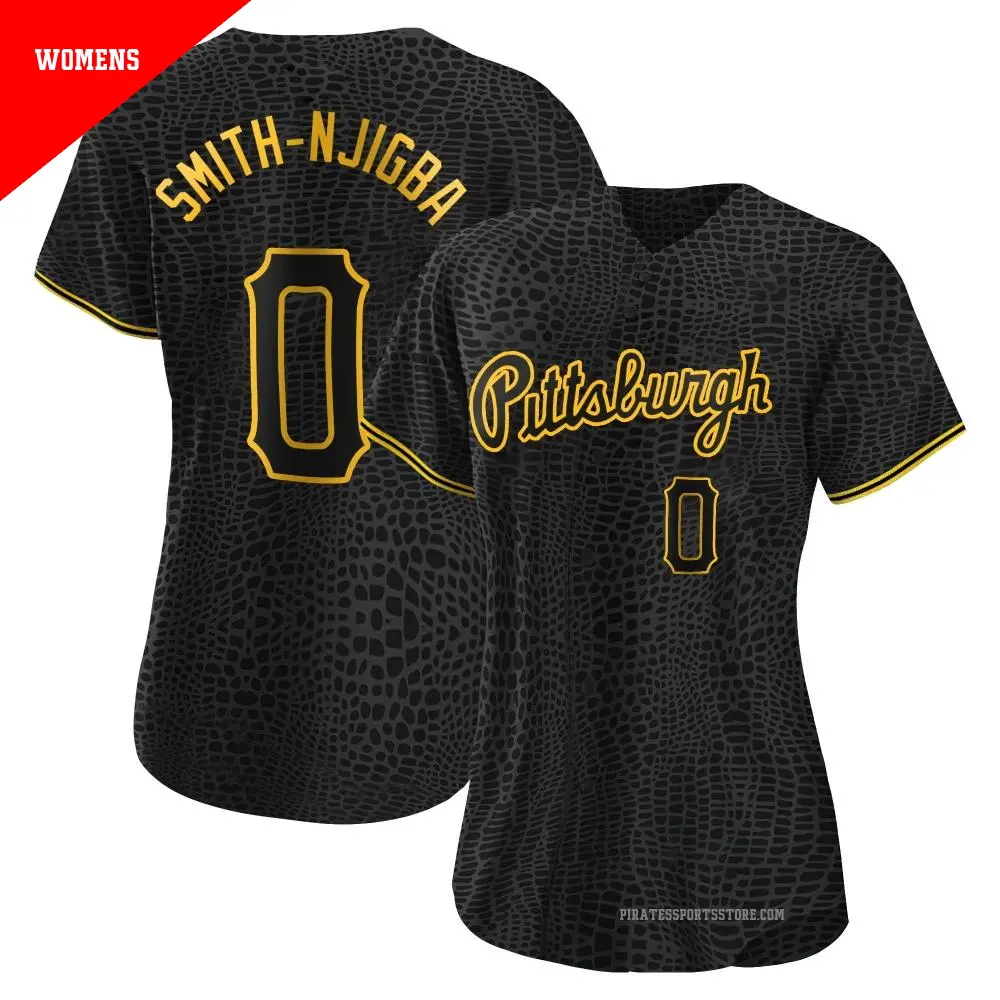 Women's ＃0 Canaan Smith-Njigba Pittsburgh Pirates Black Replica Snake Skin City Jersey