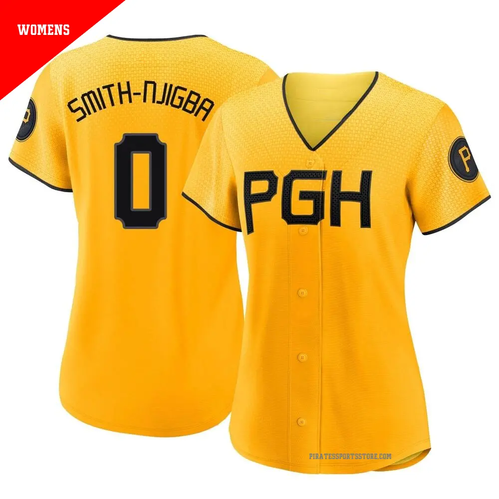 Women's ＃0 Canaan Smith-Njigba Pittsburgh Pirates Gold Authentic 2023 City Connect Jersey