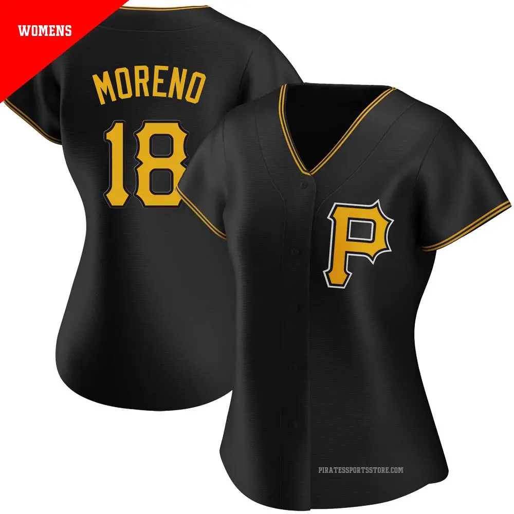 Women's ＃18 Omar Moreno Pittsburgh Pirates Black Authentic Alternate Jersey