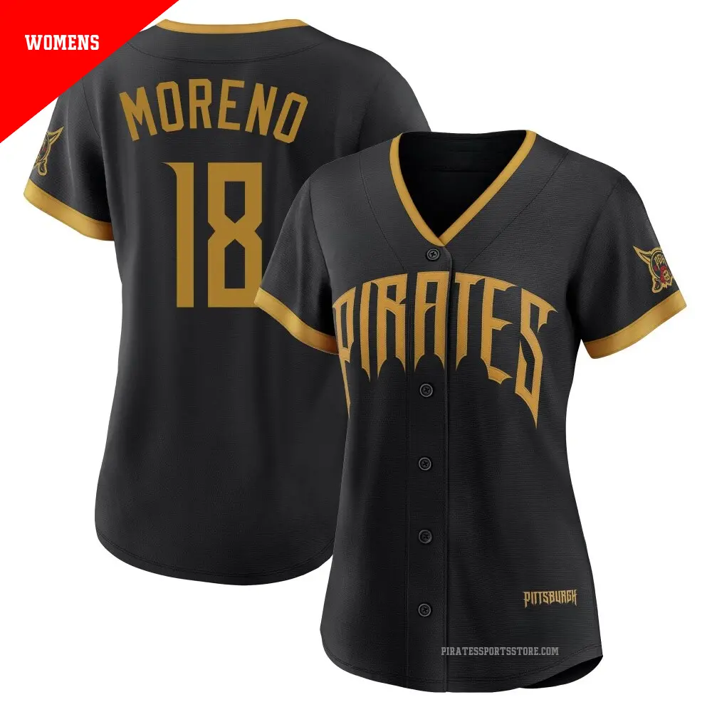 Women's ＃18 Omar Moreno Pittsburgh Pirates Black Limited 2026 City Connect Stadium Jersey