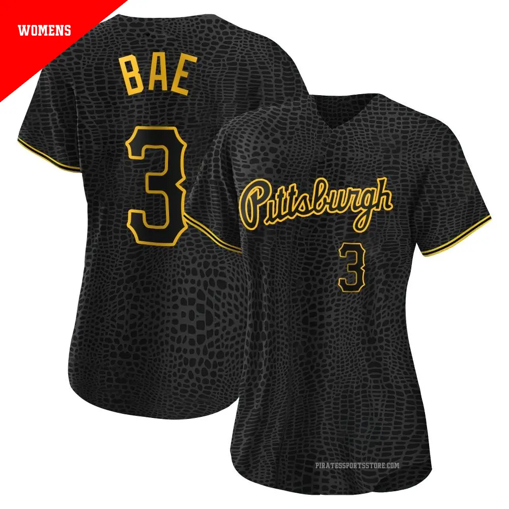 Women's ＃3 Ji Hwan Bae Pittsburgh Pirates Black Authentic Snake Skin City Jersey