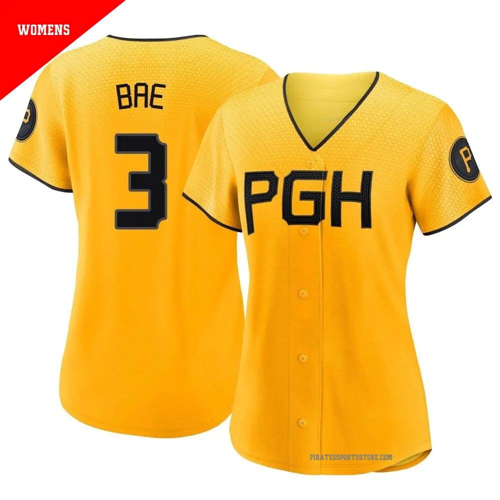 Women's ＃3 Ji Hwan Bae Pittsburgh Pirates Gold Replica 2023 City Connect Jersey