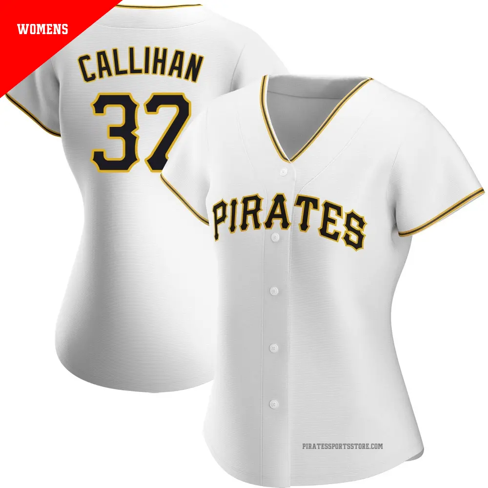 Women's ＃37 Tyler Callihan Pittsburgh Pirates White Authentic Home Jersey
