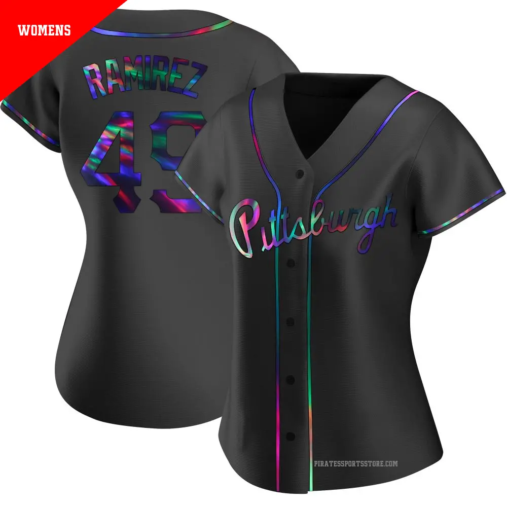 Women's ＃49 Yohan Ramirez Pittsburgh Pirates Black Replica Holographic Alternate Jersey
