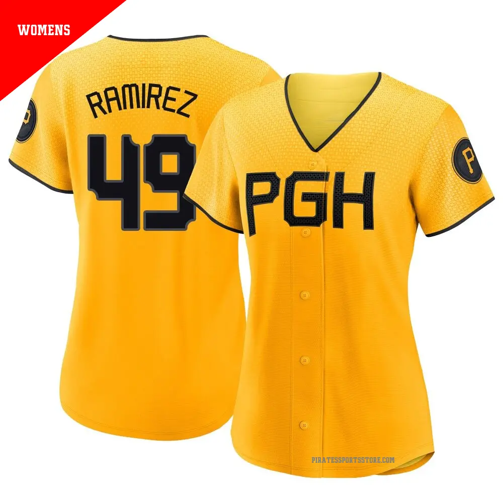 Women's ＃49 Yohan Ramirez Pittsburgh Pirates Gold Replica 2023 City Connect Jersey