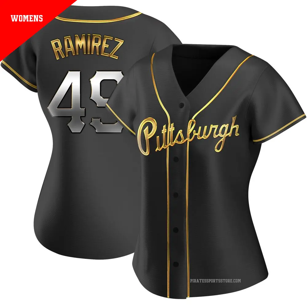 Women's ＃49 Yohan Ramirez Pittsburgh Pirates Gold Replica Black en Alternate Jersey