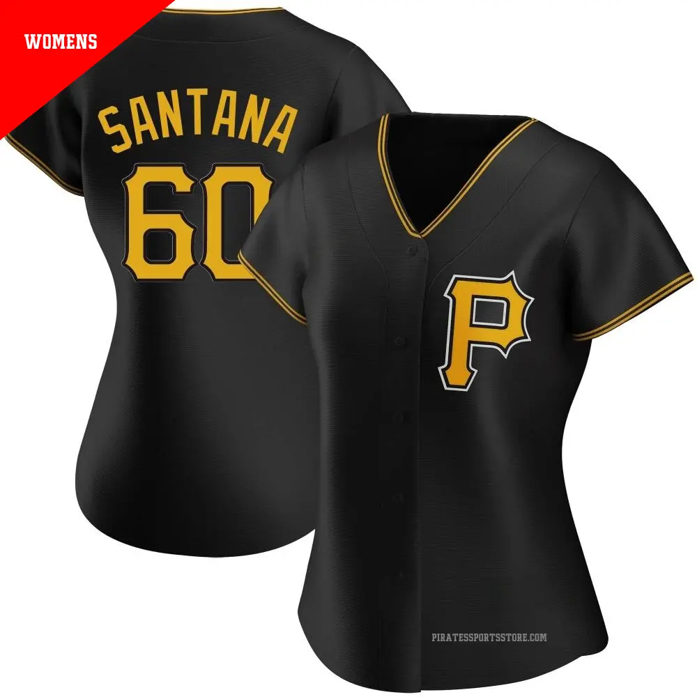 Women's ＃60 Dennis Santana Pittsburgh Pirates Black Authentic Alternate Jersey