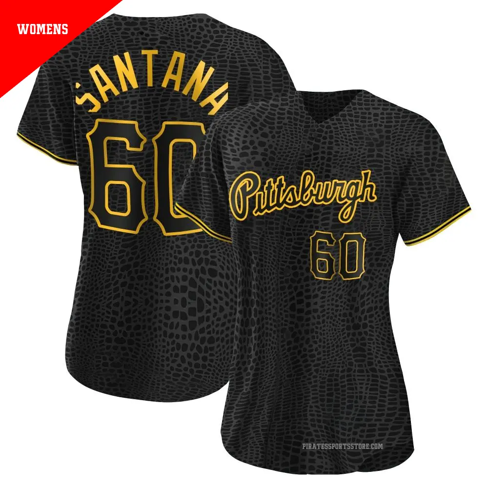 Women's ＃60 Dennis Santana Pittsburgh Pirates Black Authentic Snake Skin City Jersey