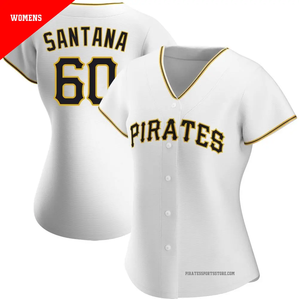 Women's ＃60 Dennis Santana Pittsburgh Pirates White Authentic Home Jersey