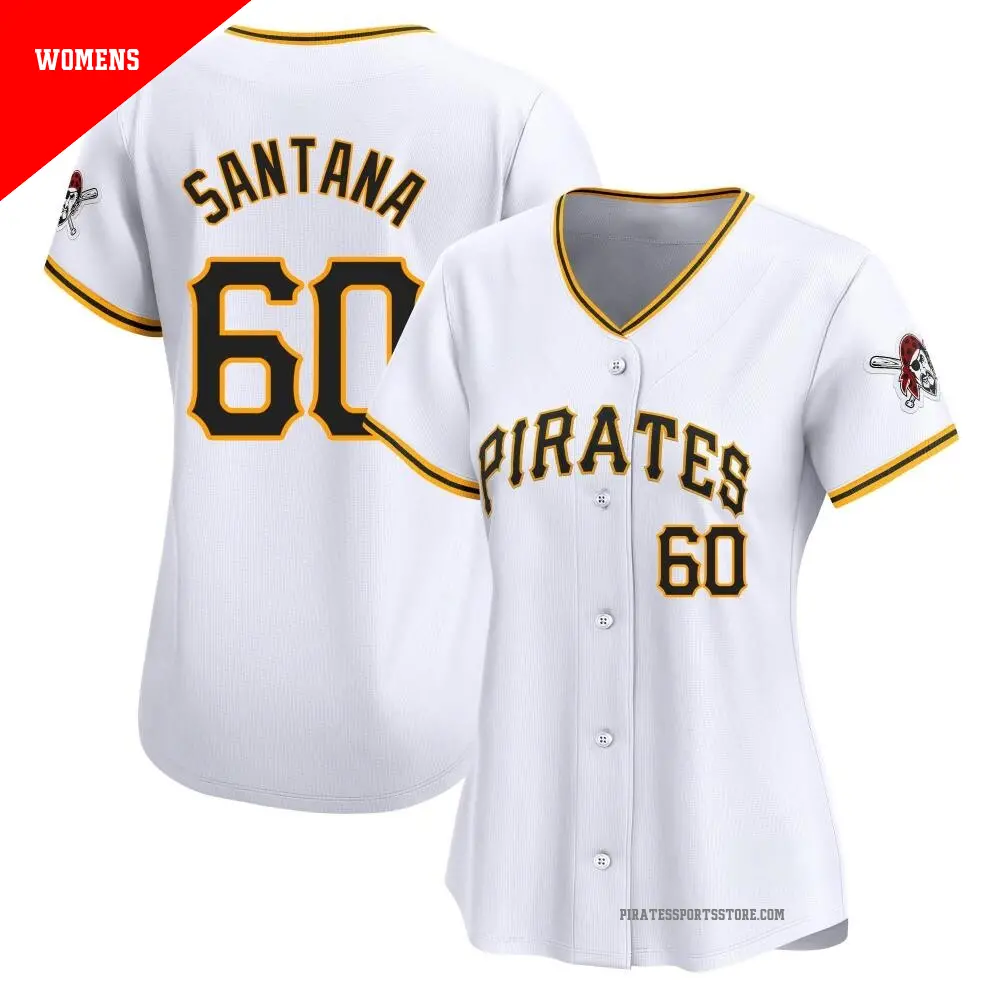 Women's ＃60 Dennis Santana Pittsburgh Pirates White Limited Home Jersey
