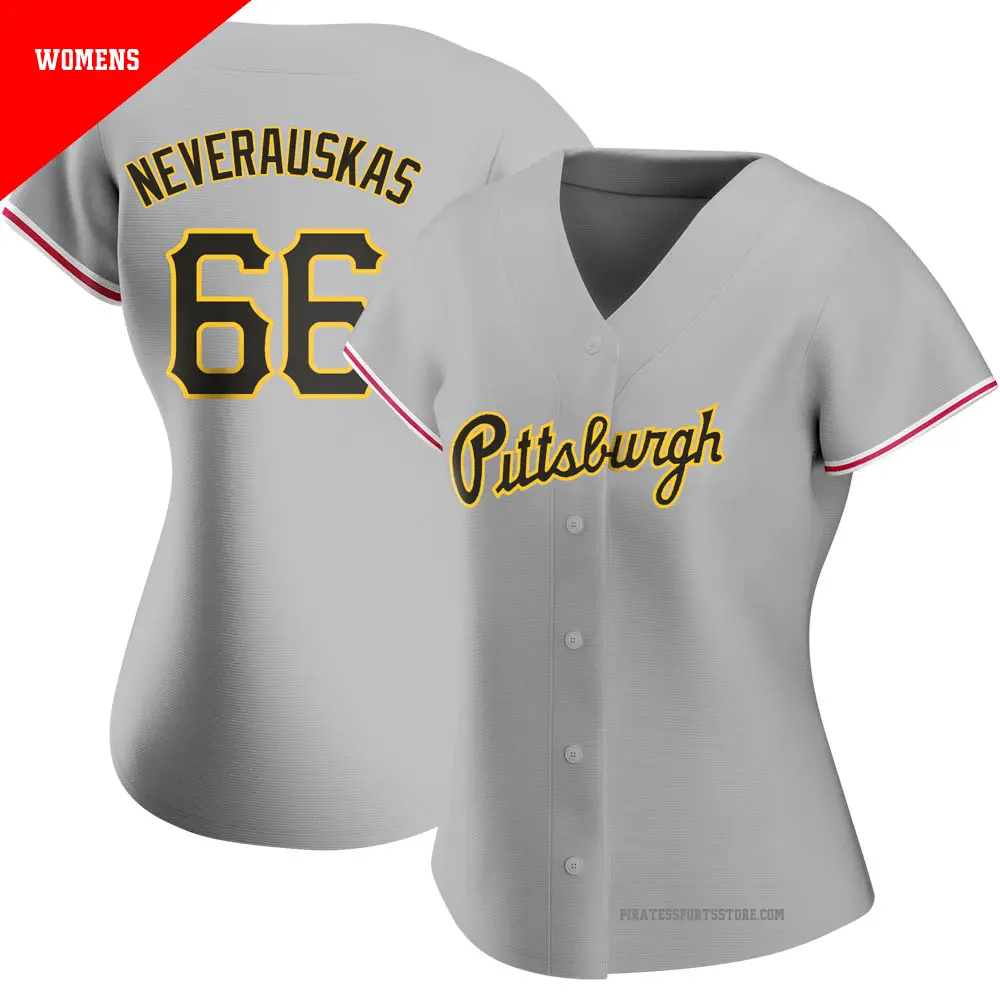 Women's ＃66 Dovydas Neverauskas Pittsburgh Pirates Gray Replica Road Jersey