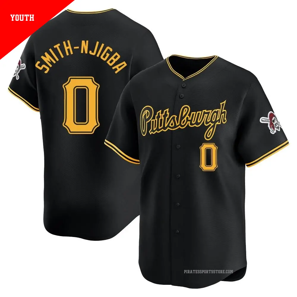 Youth ＃0 Canaan Smith-Njigba Pittsburgh Pirates Black Limited Alternate Jersey