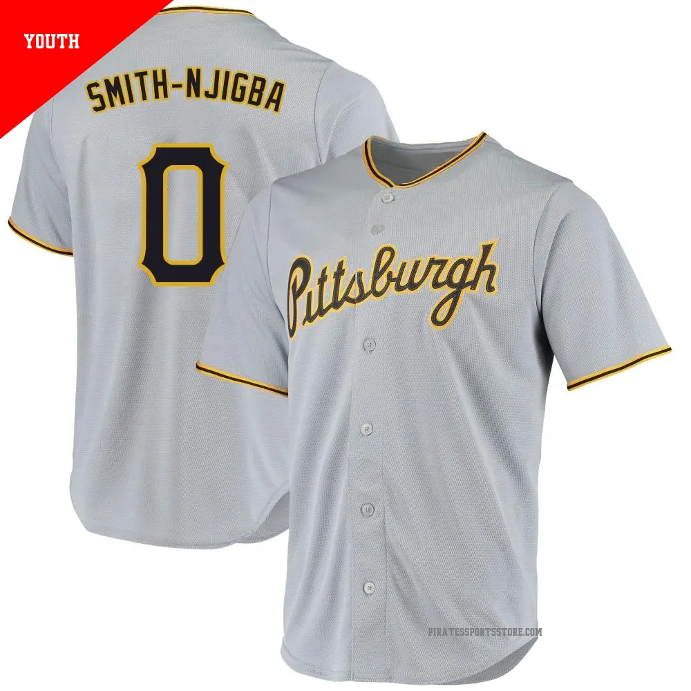 Youth ＃0 Canaan Smith-Njigba Pittsburgh Pirates Gray Replica Road Jersey