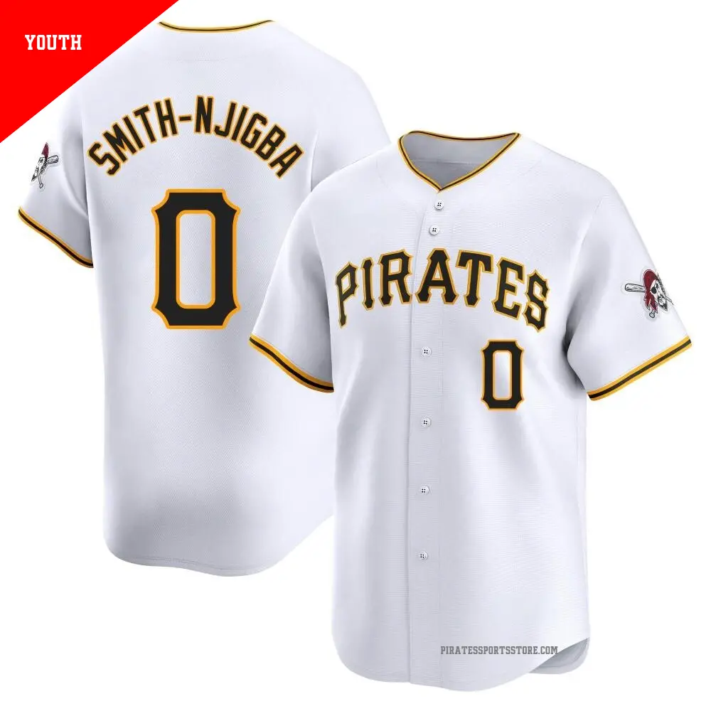 Youth ＃0 Canaan Smith-Njigba Pittsburgh Pirates White Limited Home Jersey